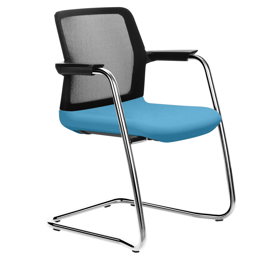 WIND cantilever chair | Mesh back, stackable, polyester cover LUCIA