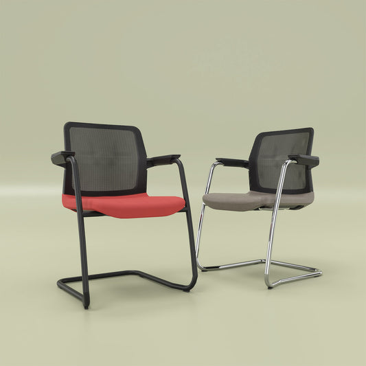 WIND cantilever chair | Mesh back, stackable, polyester cover LUCIA