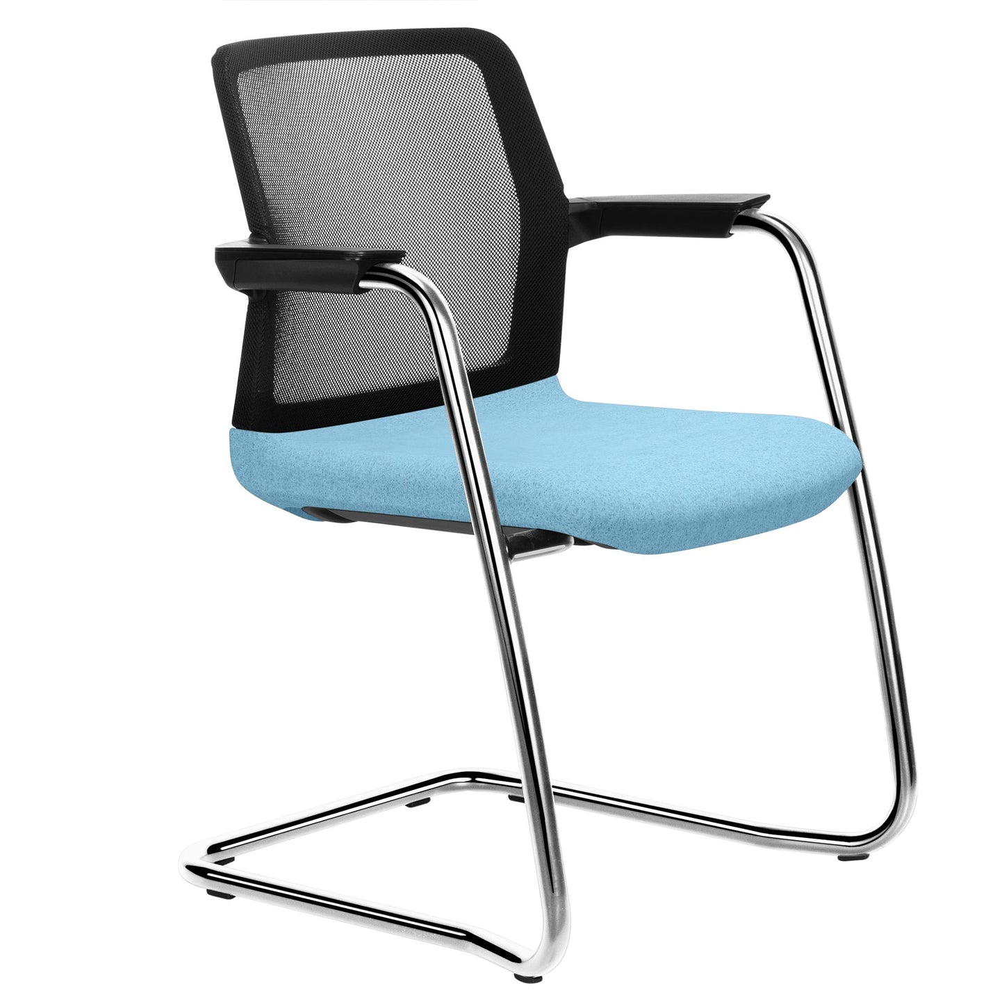 WIND cantilever chair | Mesh back, stackable, wool covers VELITO / SYNERGY