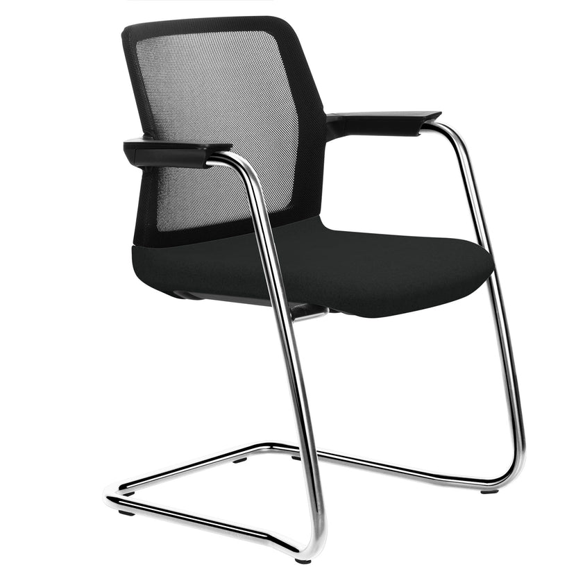 WIND cantilever chair | Mesh back, stackable, wool covers VELITO / SYNERGY