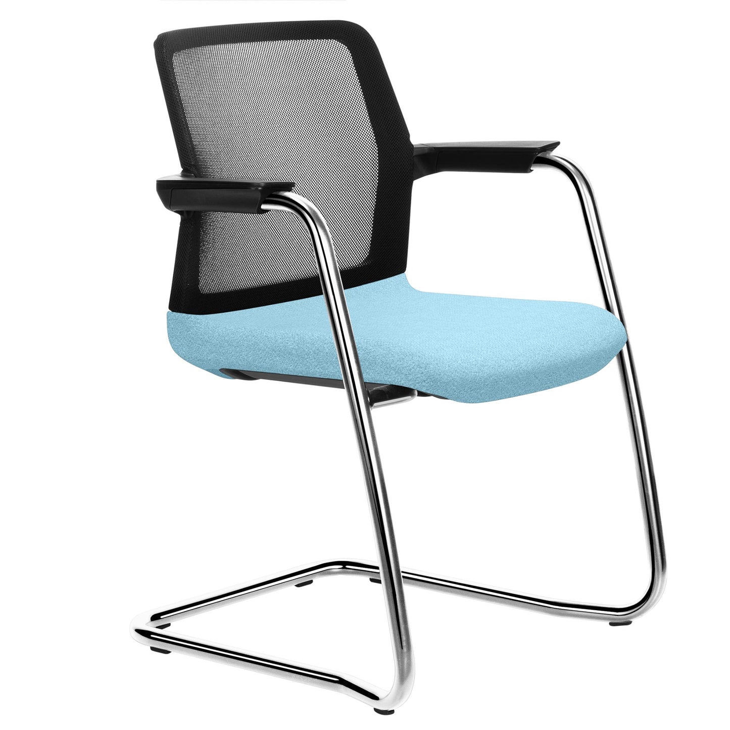 WIND cantilever chair | Mesh back, stackable, wool covers VELITO / SYNERGY