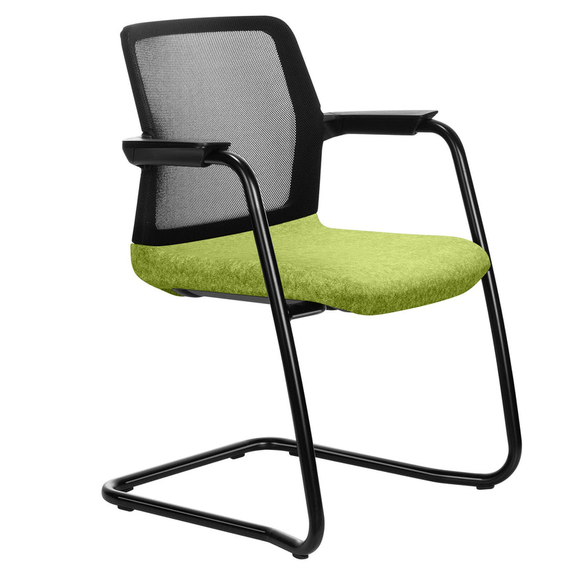 WIND cantilever chair | Mesh back, stackable, wool covers VELITO / SYNERGY