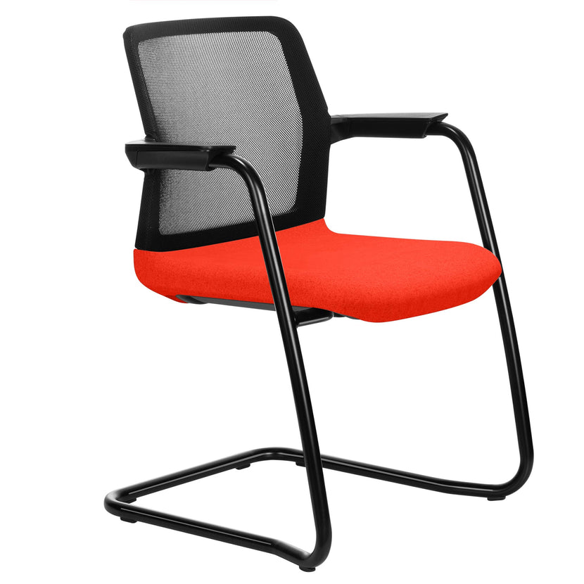 WIND cantilever chair | Mesh back, stackable, wool covers VELITO / SYNERGY