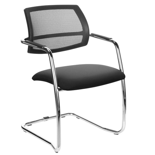 GAMA cantilever chair | Mesh back, black