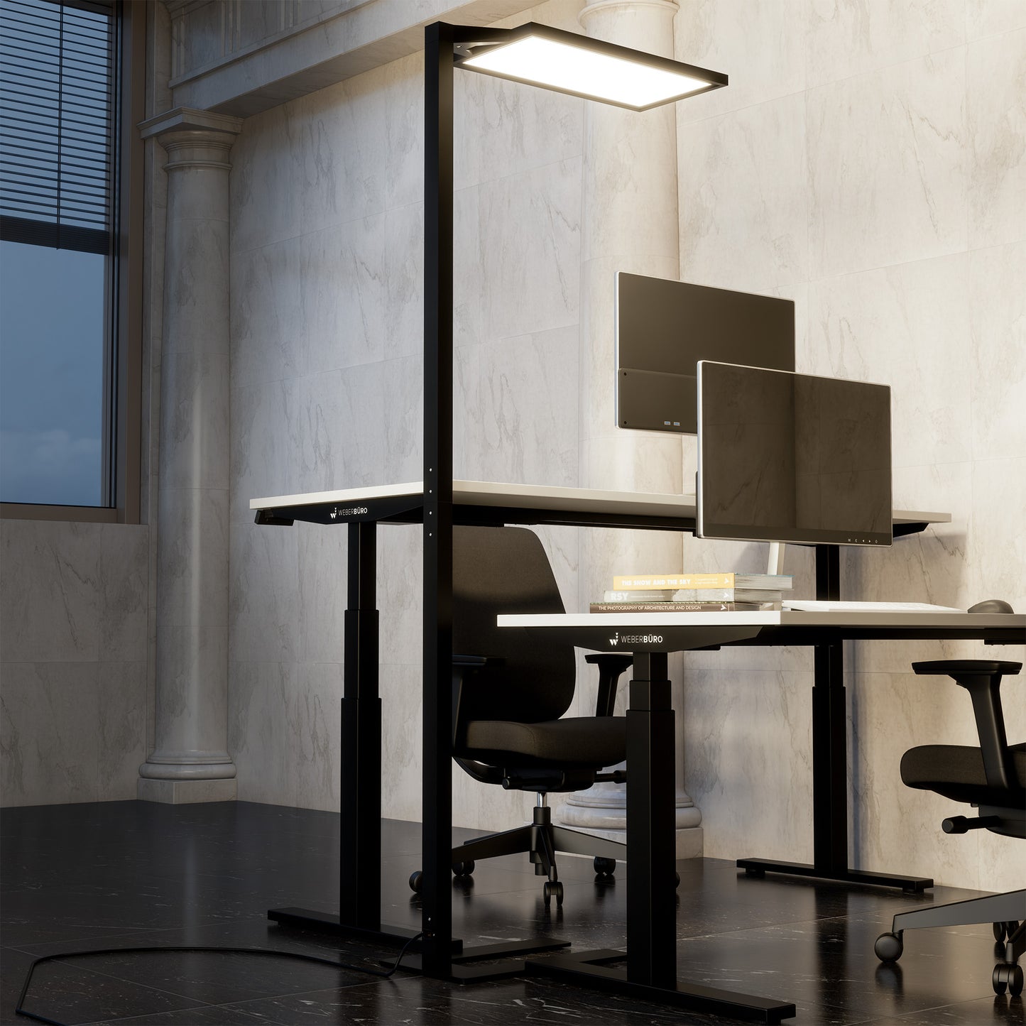 Gloria office base lamp | 766 x 2020 mm, 13,500 lumens, dimmable