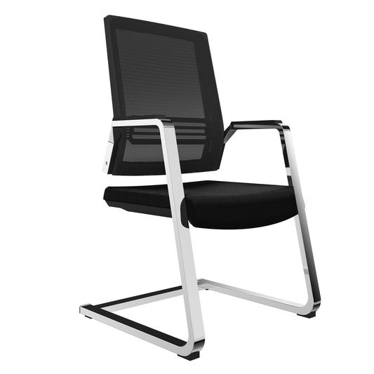 Chaise cantilever GT-1 | Accoudoirs, dossier en résille, support lombaire, noir