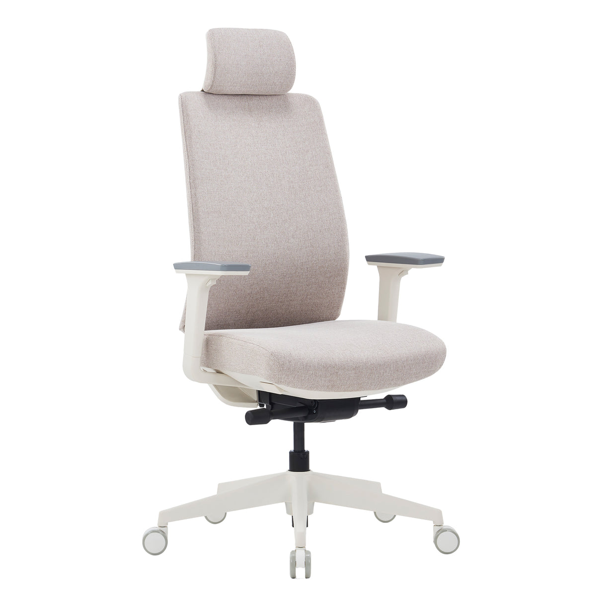 Sedia girevole da ufficio HARDY | Meccanismo sincronizzato, braccioli 3D, grigio-bianco - 1 Lightbox Main Image
