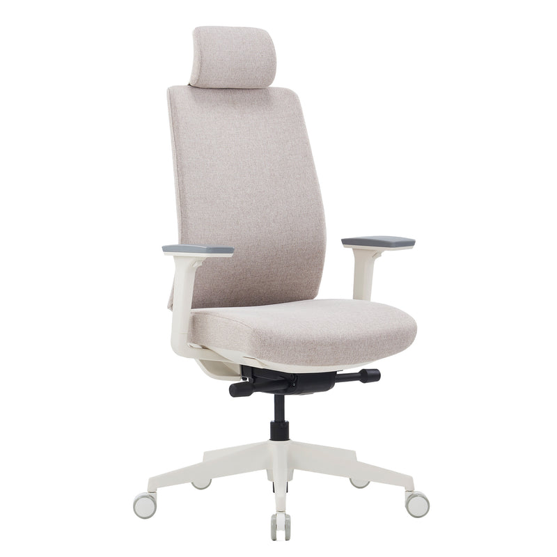 Sedia girevole da ufficio HARDY | Meccanismo sincronizzato, braccioli 3D, grigio-bianco - 1 Main Image