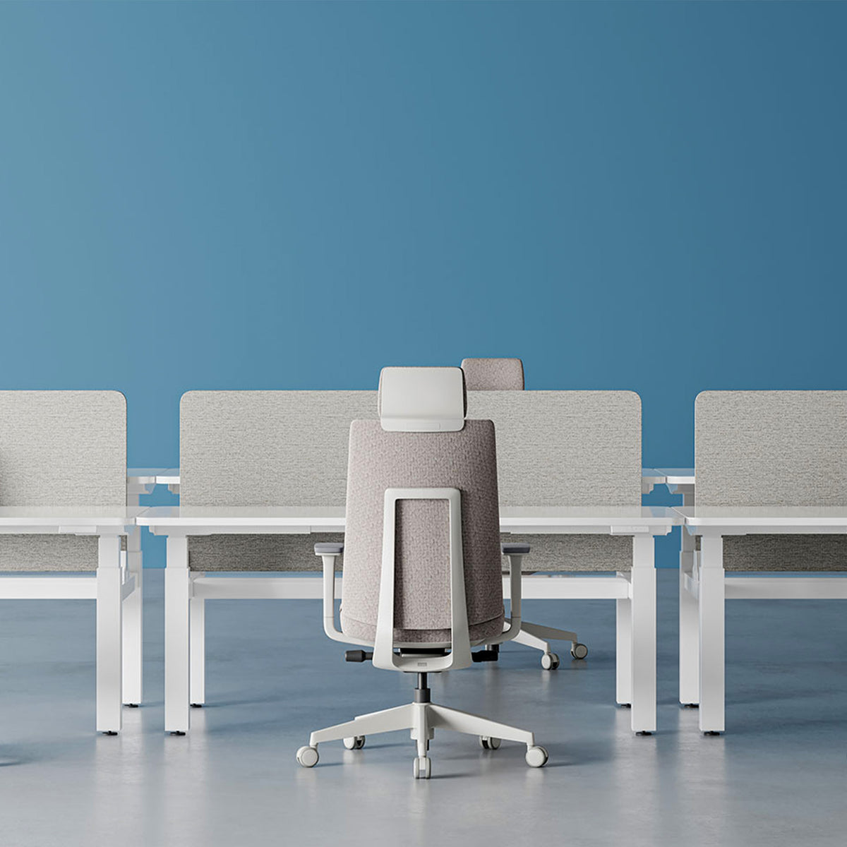 Sedia girevole da ufficio HARDY | Meccanismo sincronizzato, braccioli 3D, grigio-bianco - 2 Lightbox Main Image