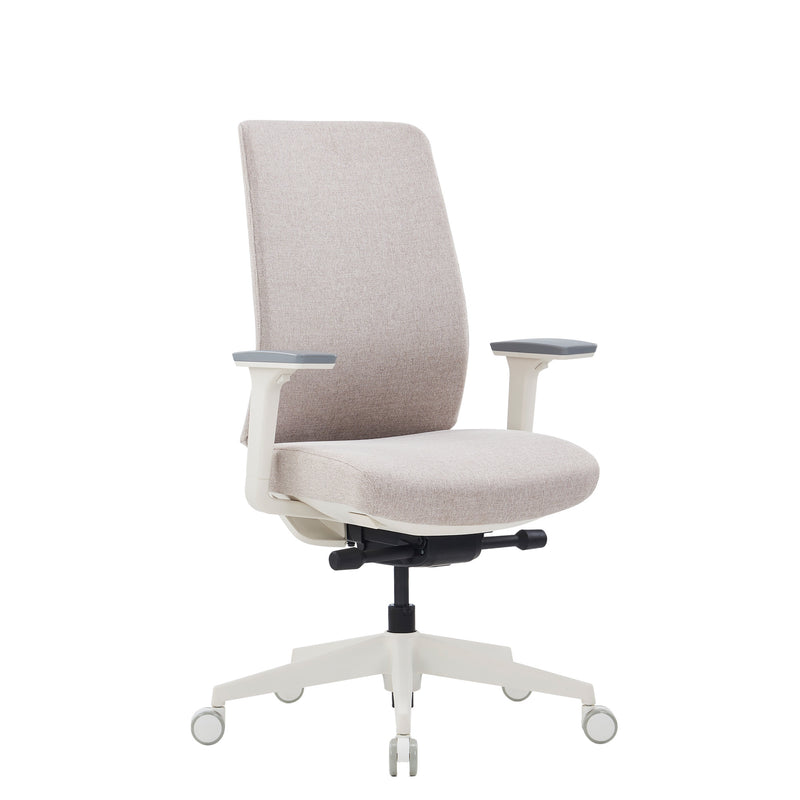 Sedia girevole da ufficio HARDY | Meccanismo sincronizzato, braccioli 3D, grigio-bianco - 3 Main Image