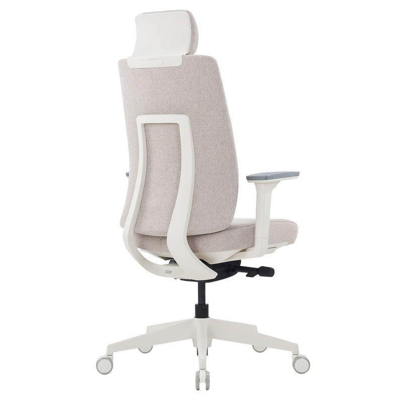 Sedia girevole da ufficio HARDY | Meccanismo sincronizzato, braccioli 3D, grigio-bianco - 5 Main Image