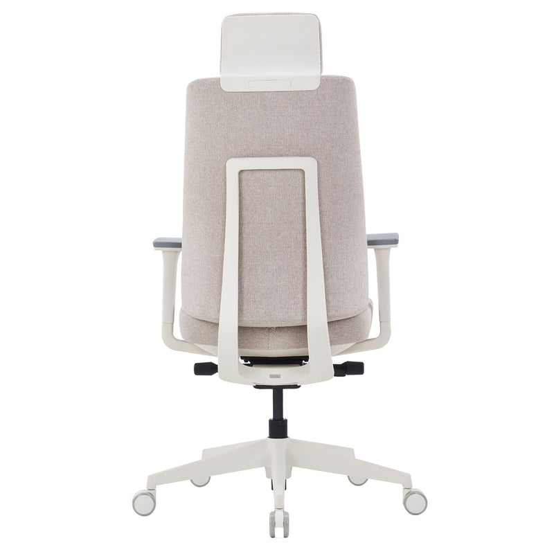 Sedia girevole da ufficio HARDY | Meccanismo sincronizzato, braccioli 3D, grigio-bianco - 6 Main Image