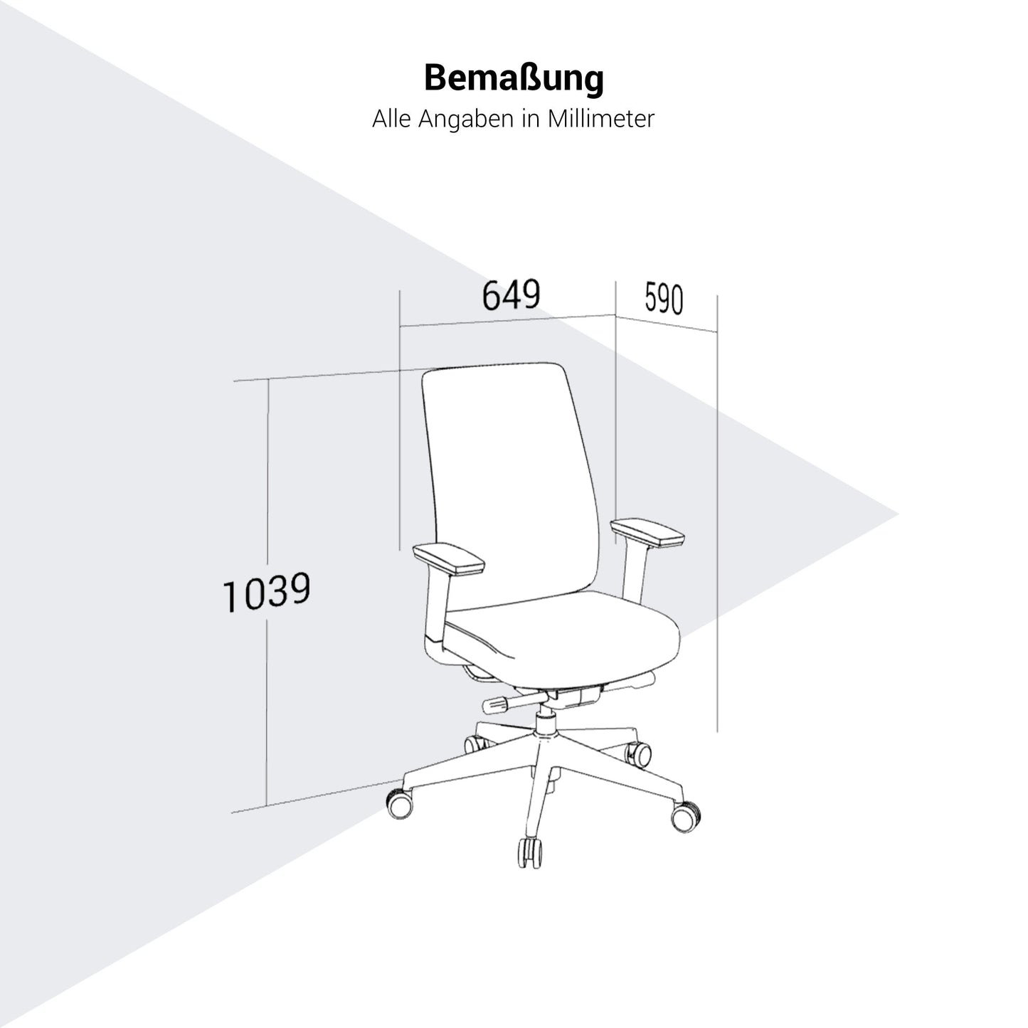 HARDY Bürodrehstuhl | Synchronmechanik, 3D-Armlehnen, Grau