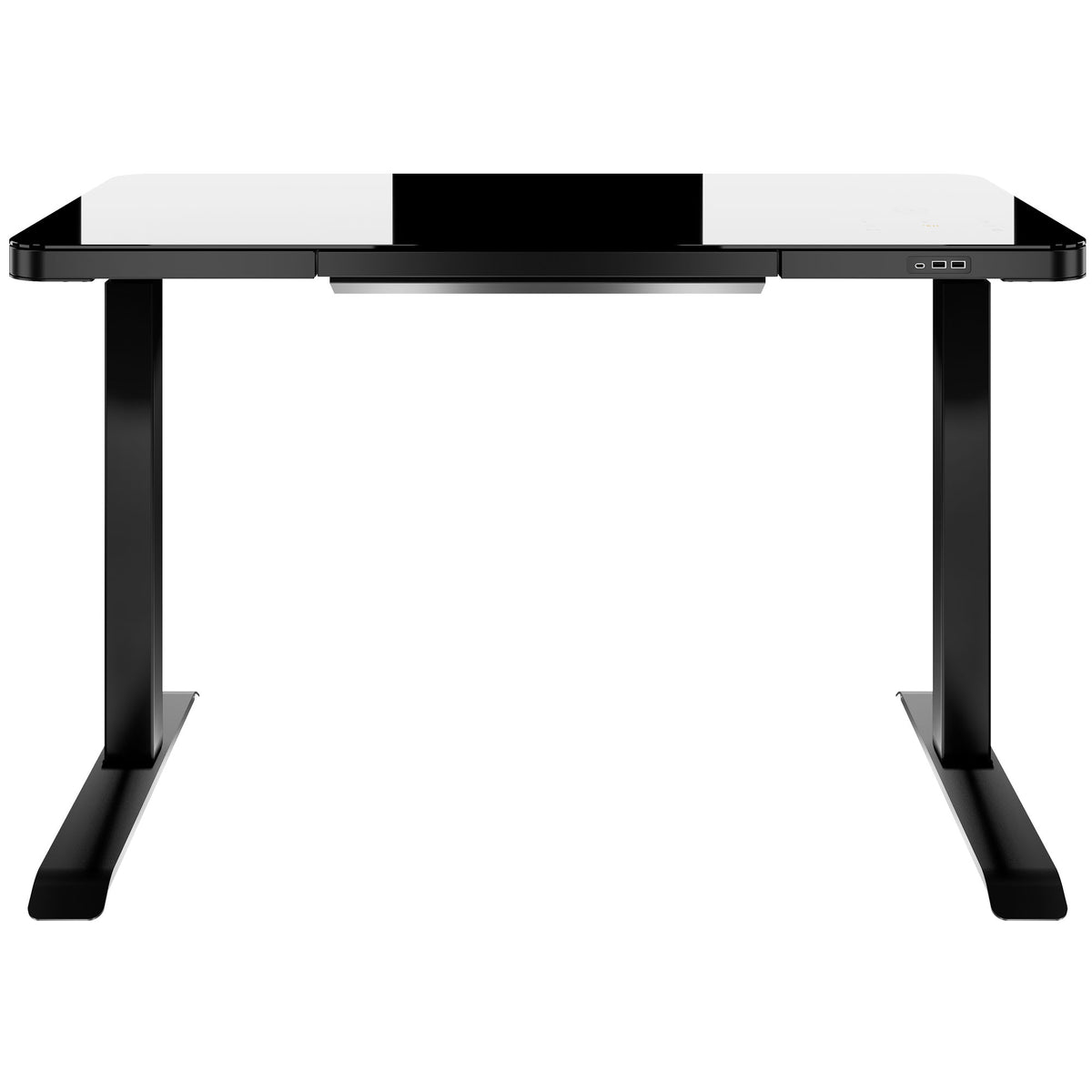 STATION Schreibtisch | 1150 x 590 mm, elektrisch höhenverstellbar, induktives Ladegerät, Glastischplatte, Schwarz - 4 Lightbox Main Image
