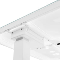 Bureau de station | 1150 x 590 mm, réglable à hauteur électrique, chargeur inductif, plaque de table en verre, blanc