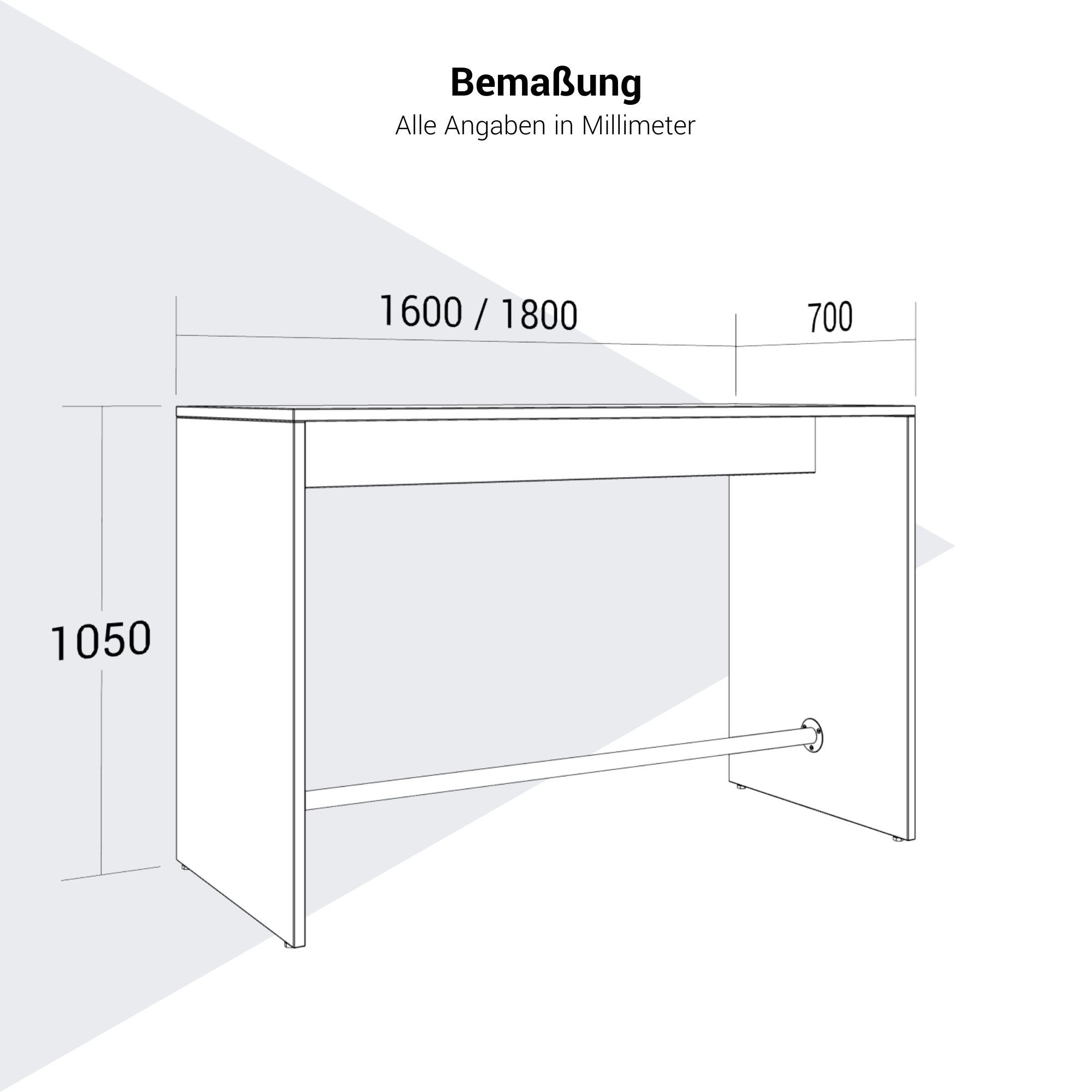 LIGHT high table | 1600 - 1800 mm, pearl gray