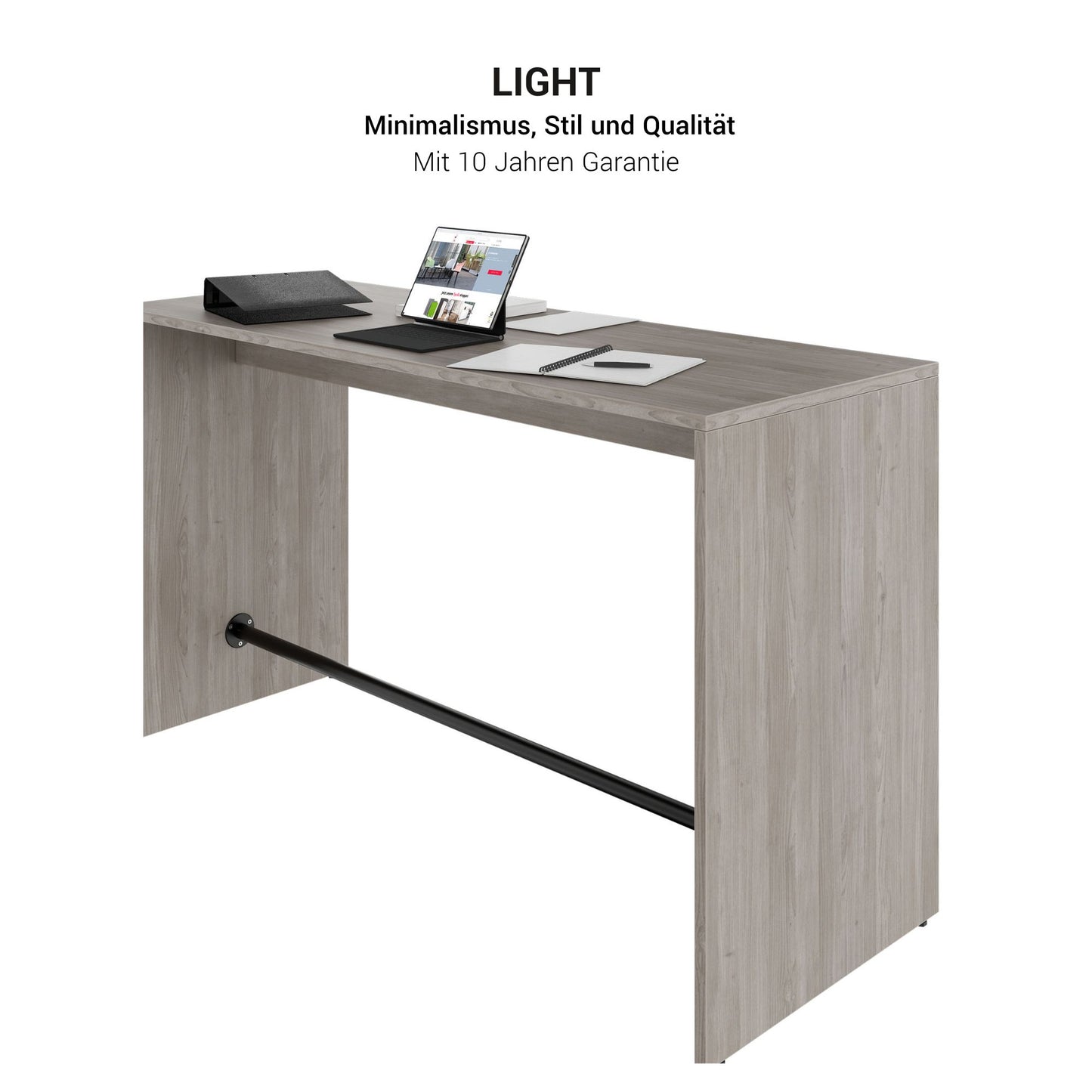 Table haute LIGHT | 1600 - 1800 mm, gris perle