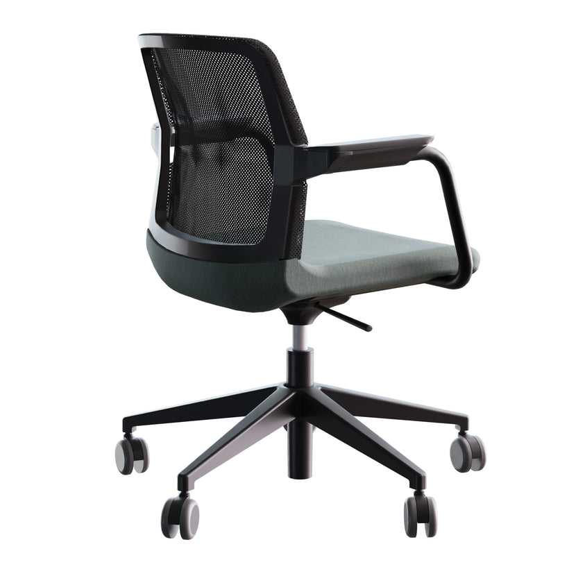 WIND swivel chair on wheels | Height adjustable, mesh back, polyester cover BERTA - Mint