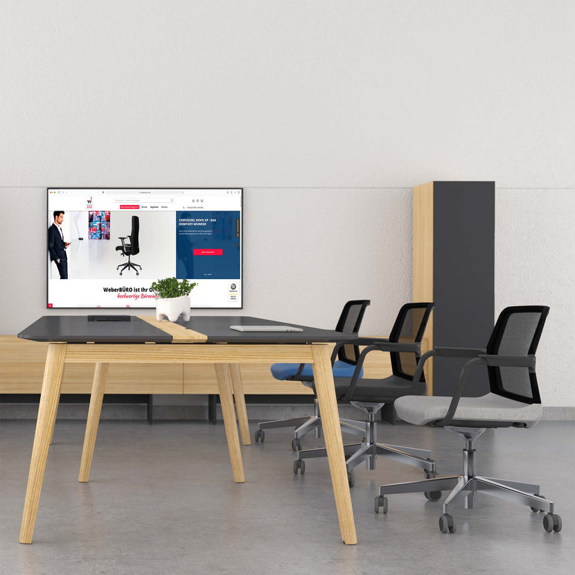 WIND swivel chair on wheels | Height adjustable, mesh back, polyester cover BERTA
