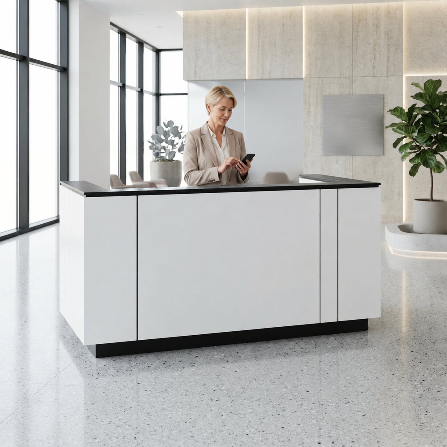 ICE reception desk | 2204 x 1022mm, White