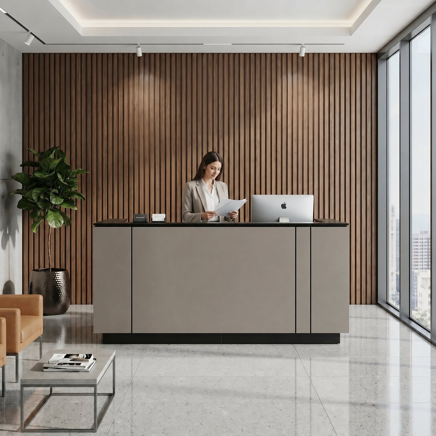 ICE Contatore della reception | 2204 x 1022 mm, grigio cubanite