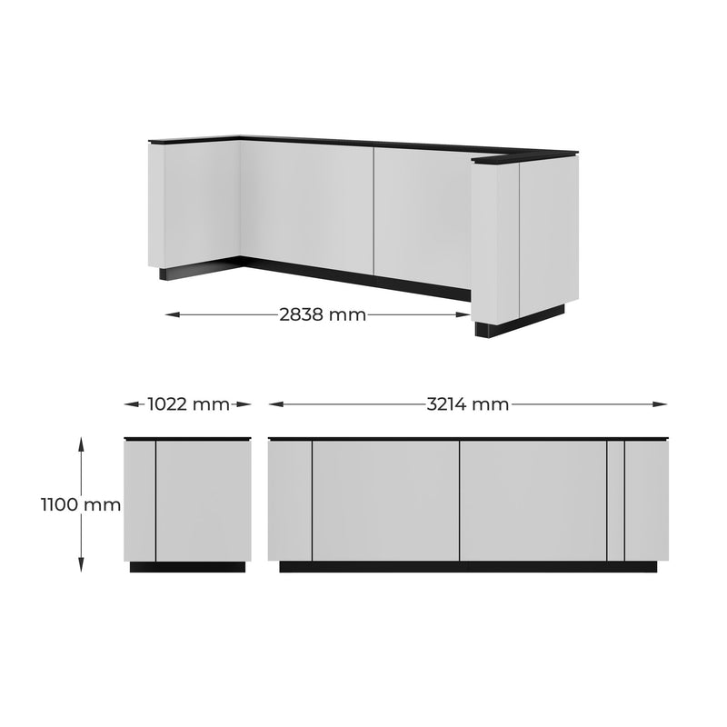 ICE Empfangstheke | 2204 x 1022 mm, Nordeiche grau - 12 Main Image