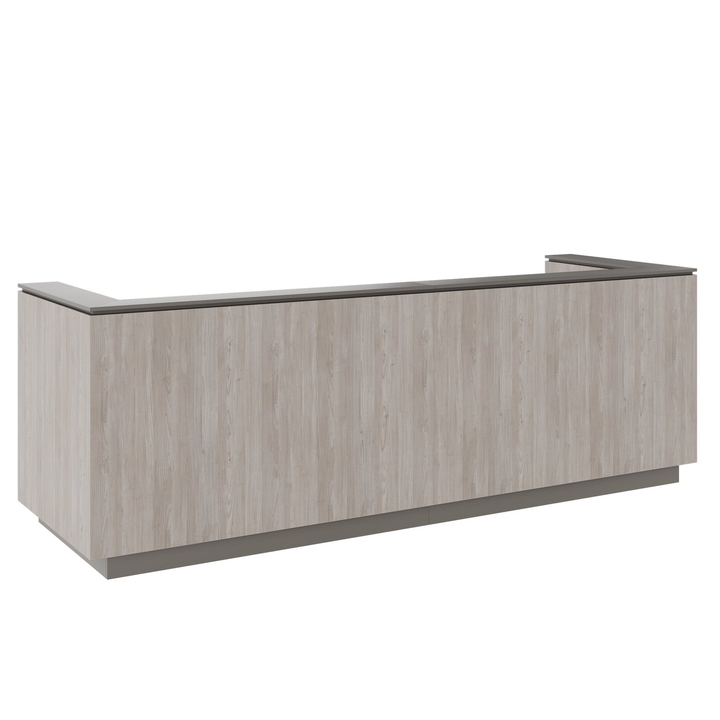 ICE reception desk | 3214 x 1022 mm, gray northern oak