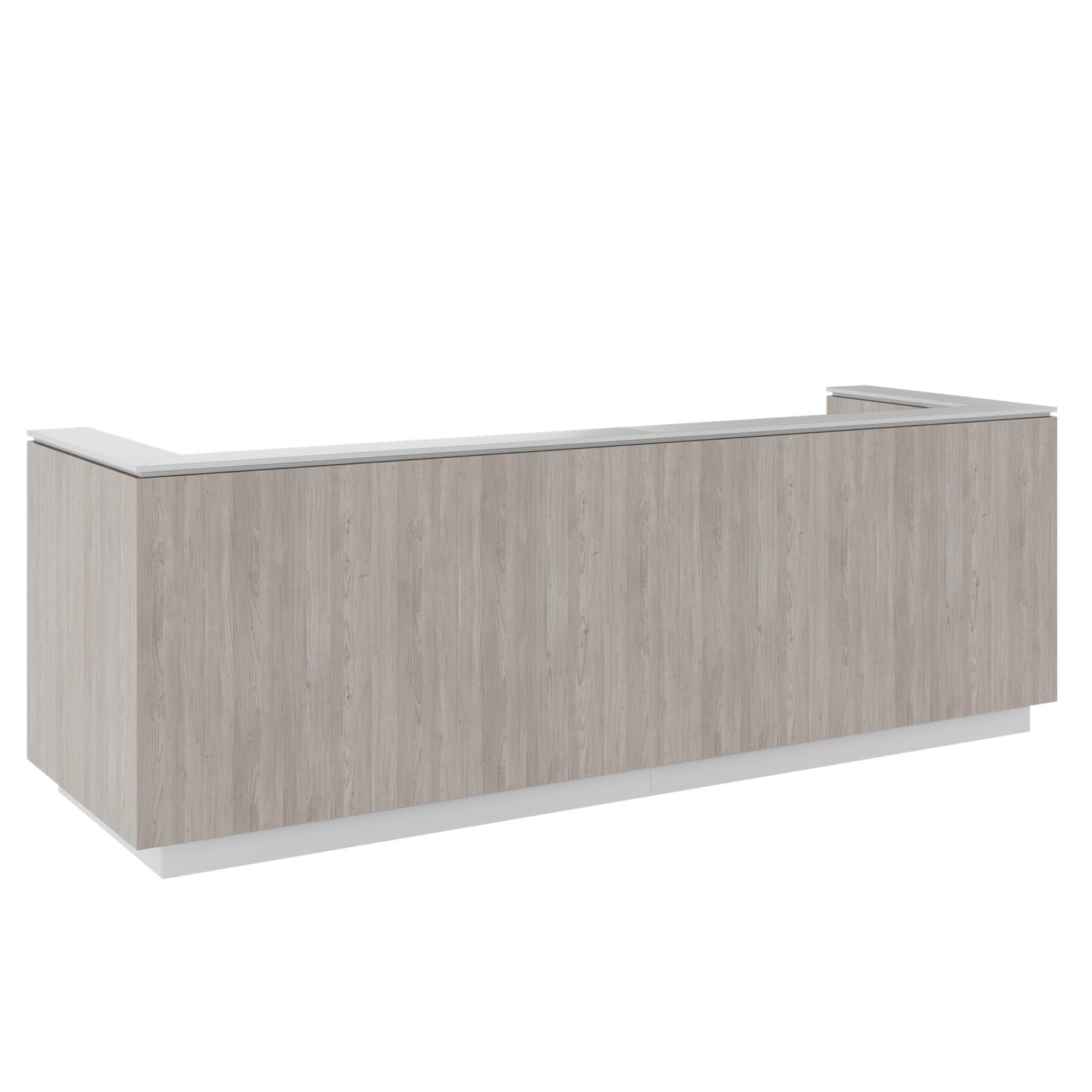 ICE reception desk | 3214 x 1022 mm, gray northern oak