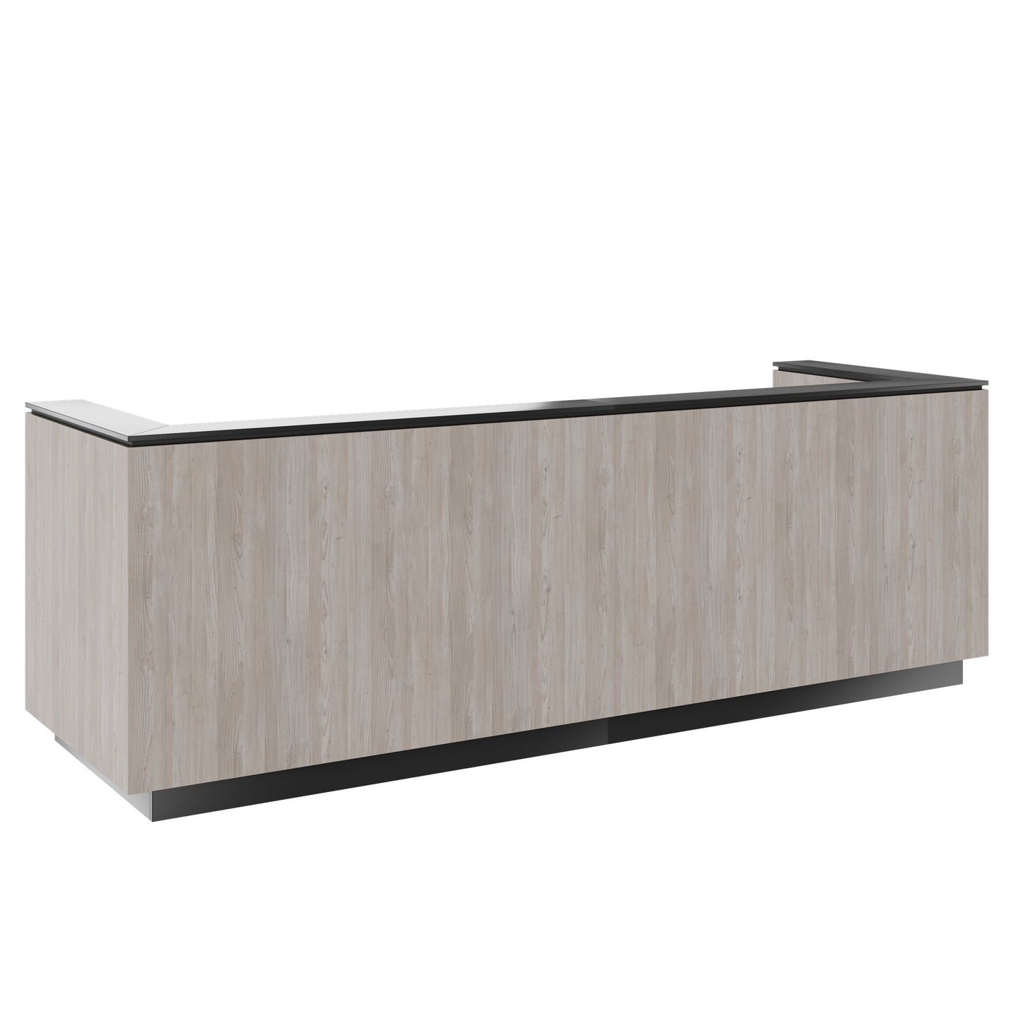 ICE reception desk | 3214 x 1022 mm, gray northern oak