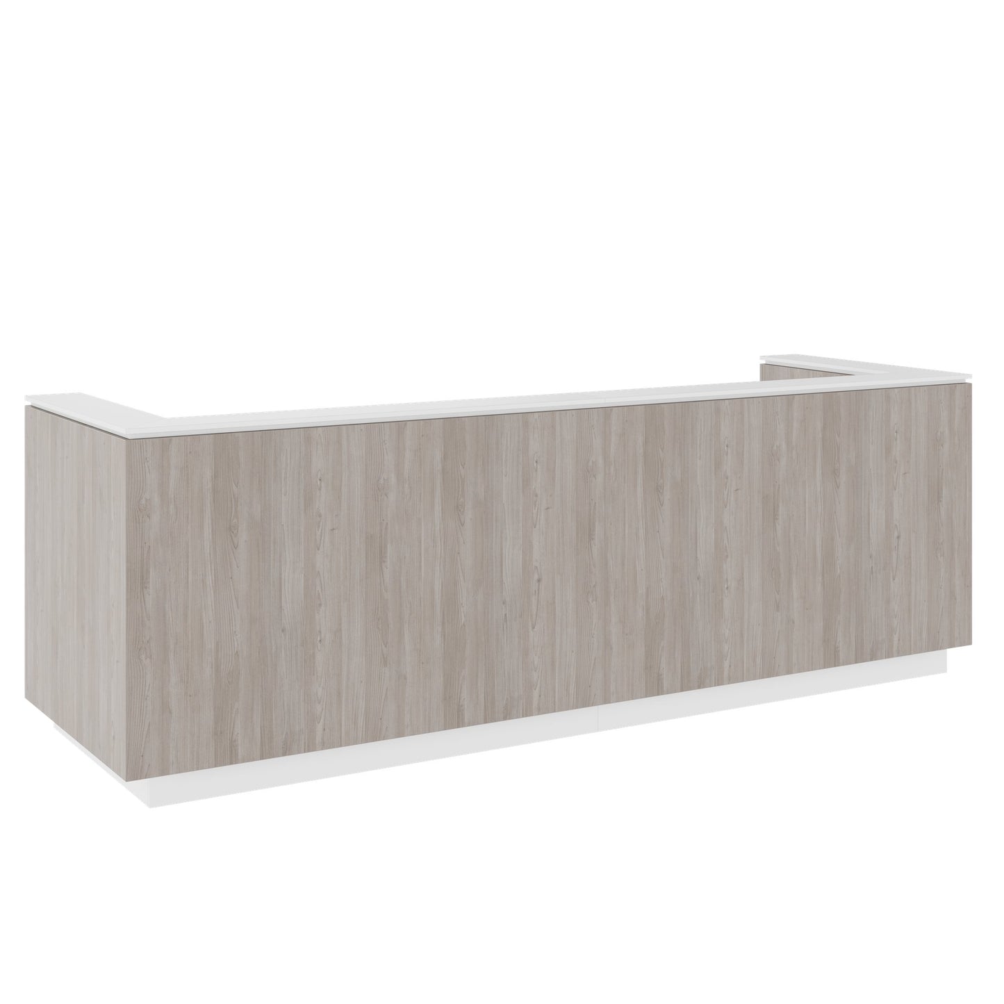ICE reception desk | 3214 x 1022 mm, gray northern oak