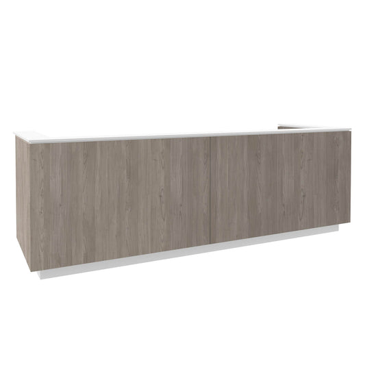 ICE reception desk | 3214 x 1022 mm, gray northern oak