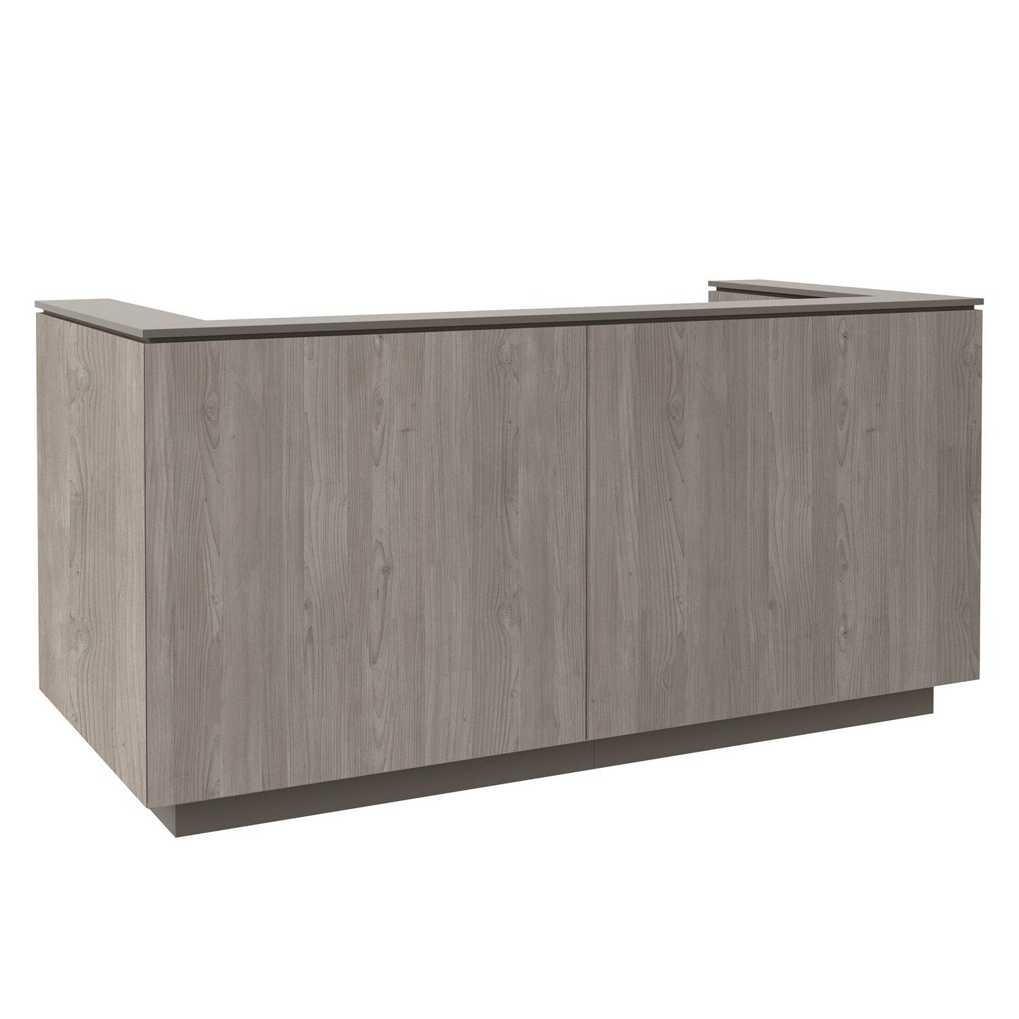 ICE reception desk | 2204 x 1022 mm, gray northern oak