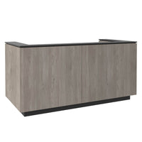 ICE reception desk | 2204 x 1022 mm, gray northern oak