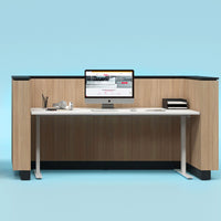 ICE reception desk | 2204 x 1022 mm, gray northern oak