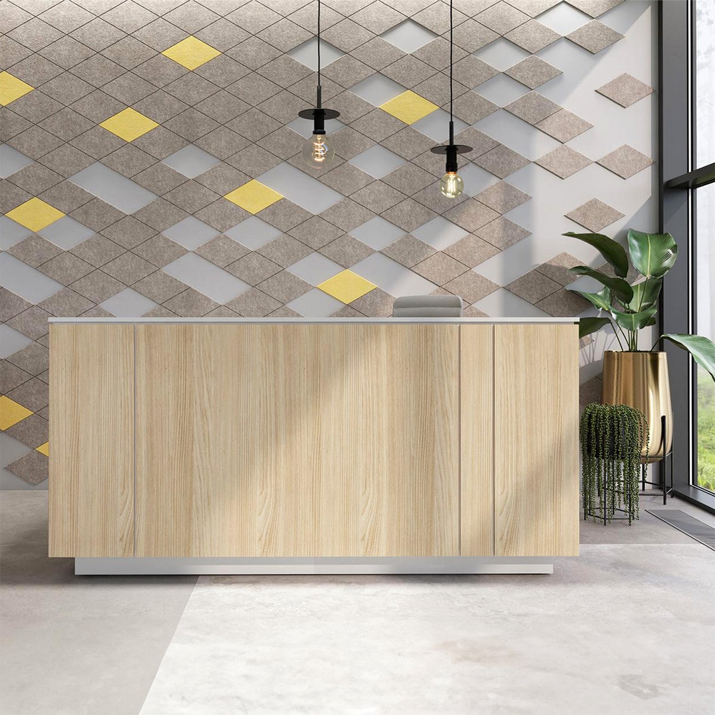 ICE reception desk | 2204 x 1022 mm, sand ash