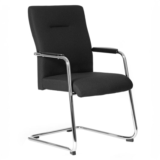 IMPOSANT chaise visiteur XXL | Jusqu'à 180 KG, chaise cantilever, dossier haut, noir