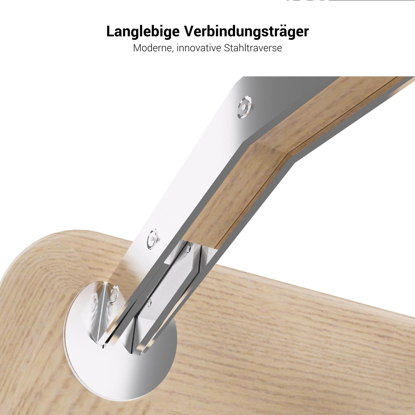 BRALCO RAIL Besprechungstisch | 1800 - 2400 mm (6 - 8 Personen) | Glas-Tischplatte, Eiche-Massivholz-Gestell