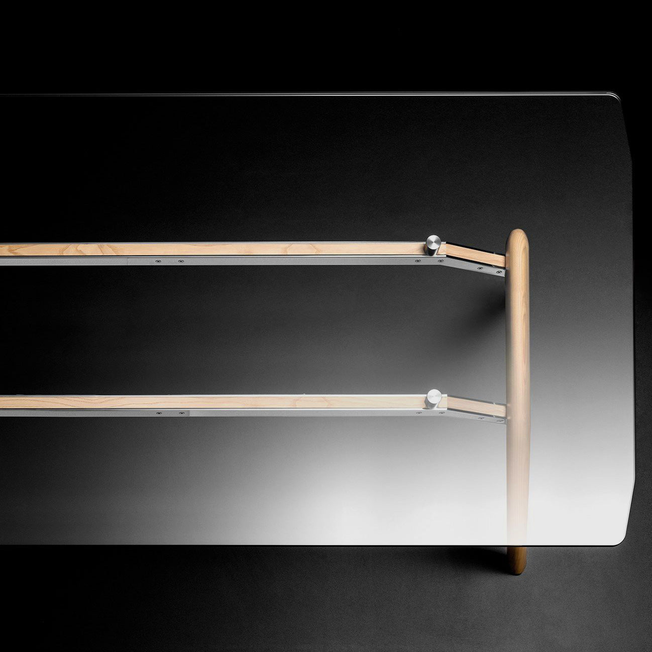 BRALCO RAIL Besprechungstisch | 1800 - 2400 mm (6 - 8 Personen) | Glas-Tischplatte, Eiche-Massivholz-Gestell