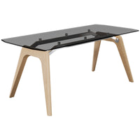 Table de réunion BRALCO RAIL | 1800 - 2400 mm (6 - 8 personnes) | Plateau en verre teinté gris, structure en bois de chêne massif