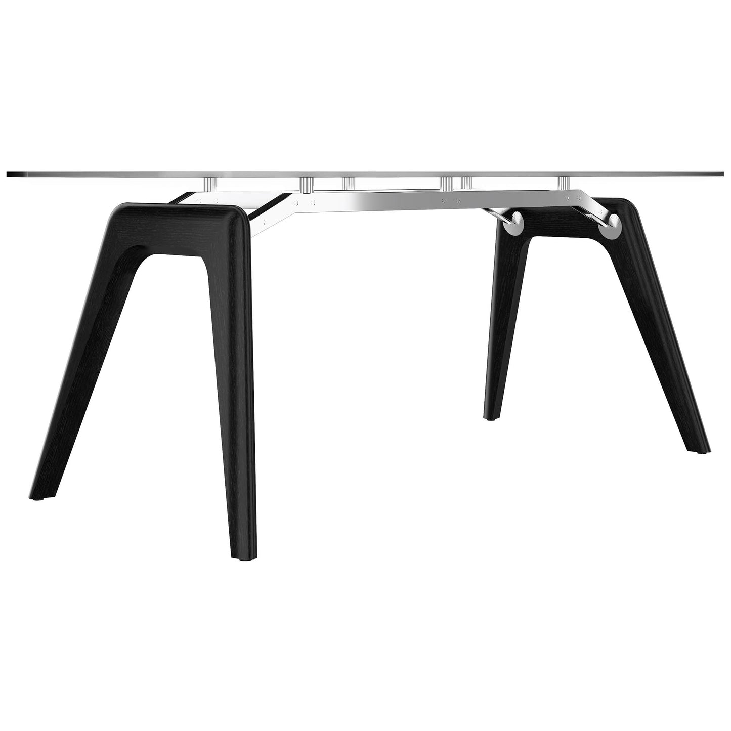 BRALCO RAIL meeting table | 1800 - 2400 mm (6 - 8 people) | gray tinted glass table top, solid oak wood frame