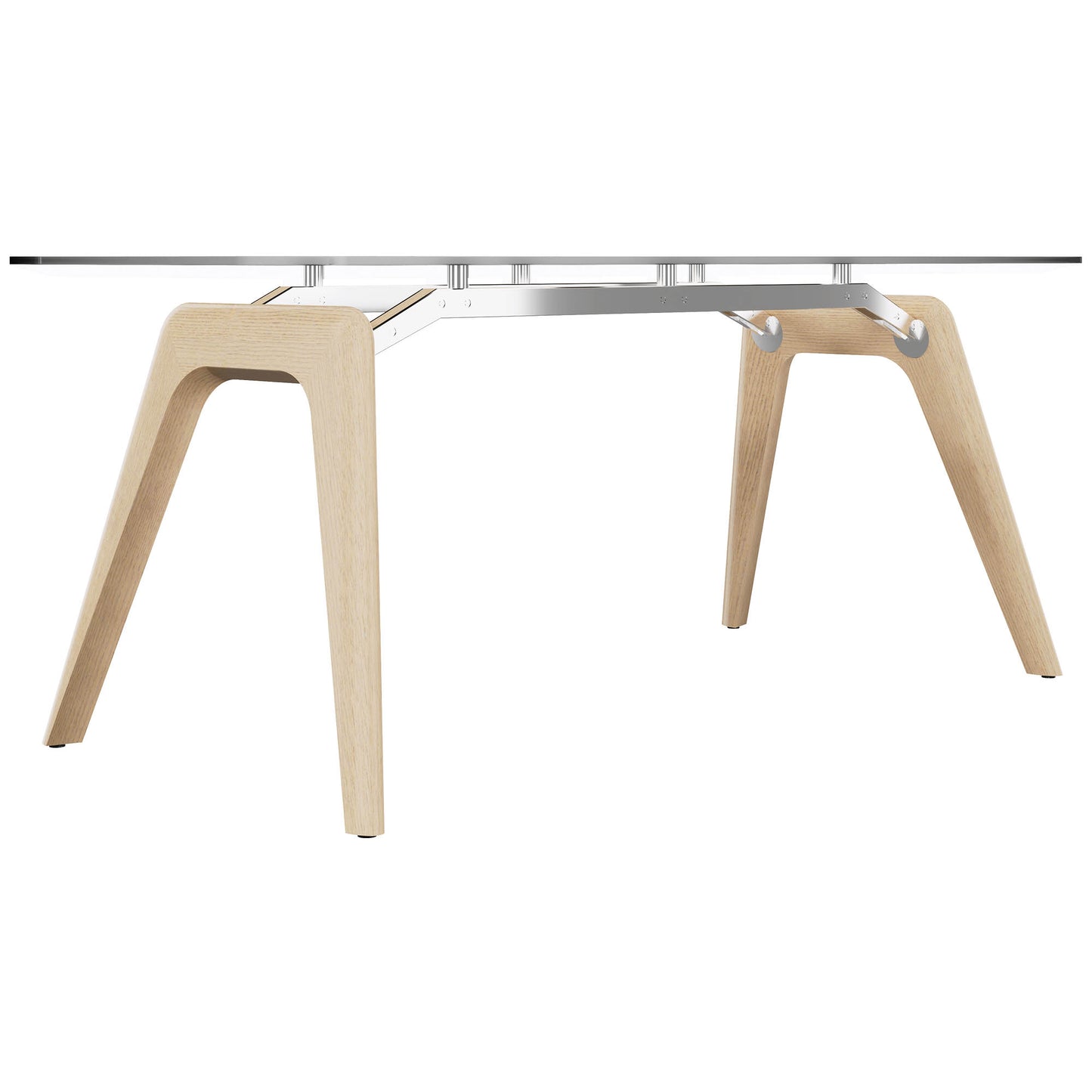 BRALCO RAIL meeting table | 1800 - 2400 mm (6 - 8 people) | gray tinted glass table top, solid oak wood frame