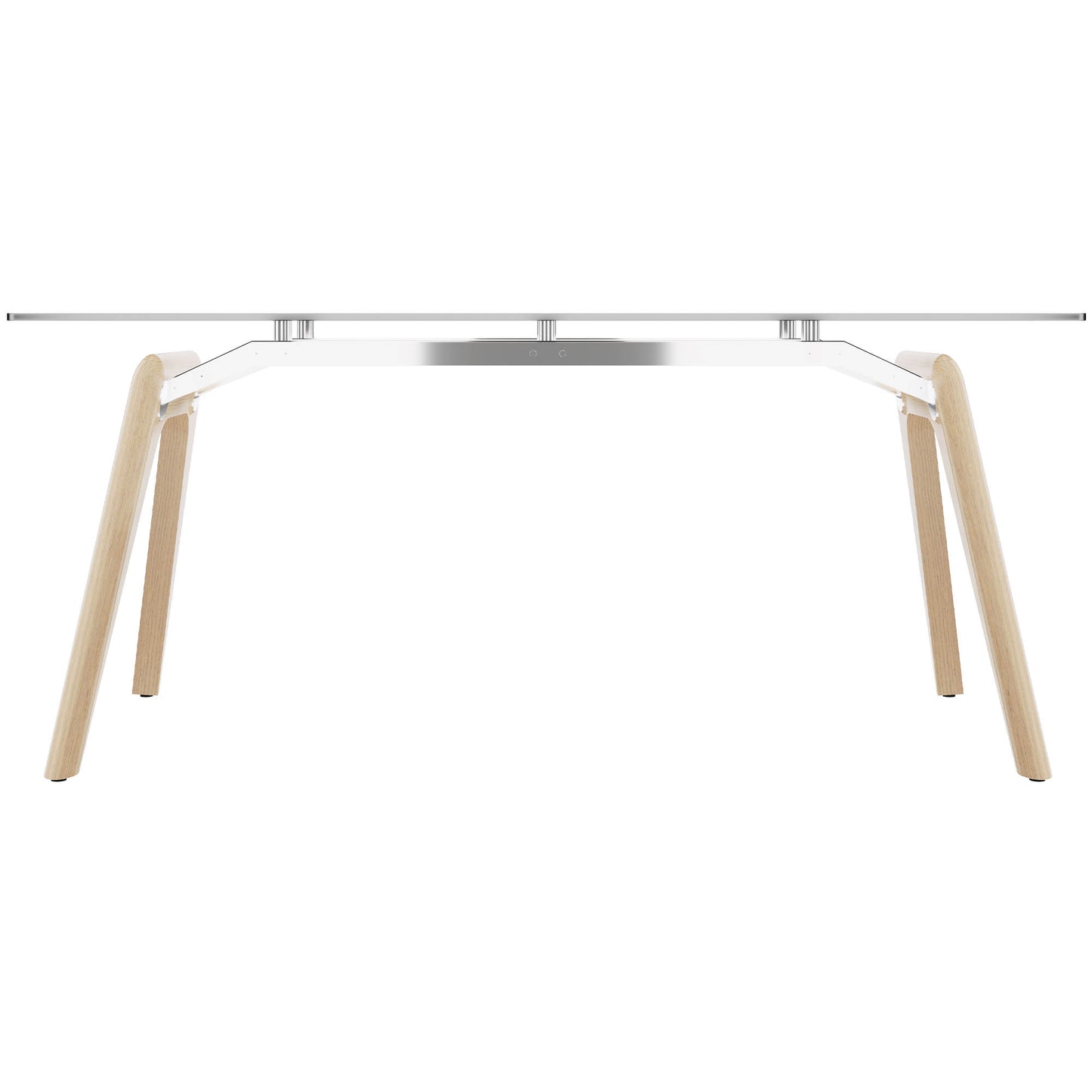 BRALCO RAIL meeting table | 1800 - 2400 mm (6 - 8 people) | gray tinted glass table top, solid oak wood frame