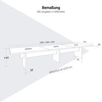 Table de conférence BRALCO SILE | 2400 - 4200 mm (6 - 16 personnes), électrifié, chêne