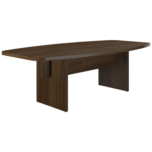 BRALCO SILE conference table | Boat shape, 2400 - 4200 mm (6 - 16 people), cable duct optional, walnut