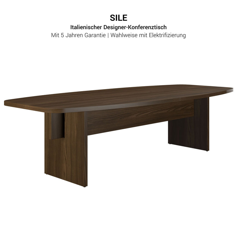 Bralco SILE Tableau de conférence | Forme de démarrage, 2400 - 4200 mm (6 - 16 personnes), arbre de câble en option, noyer