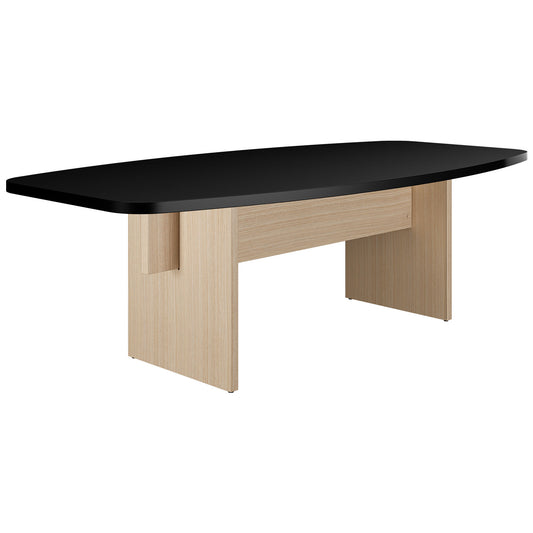 BRALCO SILE conference table | Boat shape, 2400 - 4200 mm (6 - 16 people), cable duct optional, black