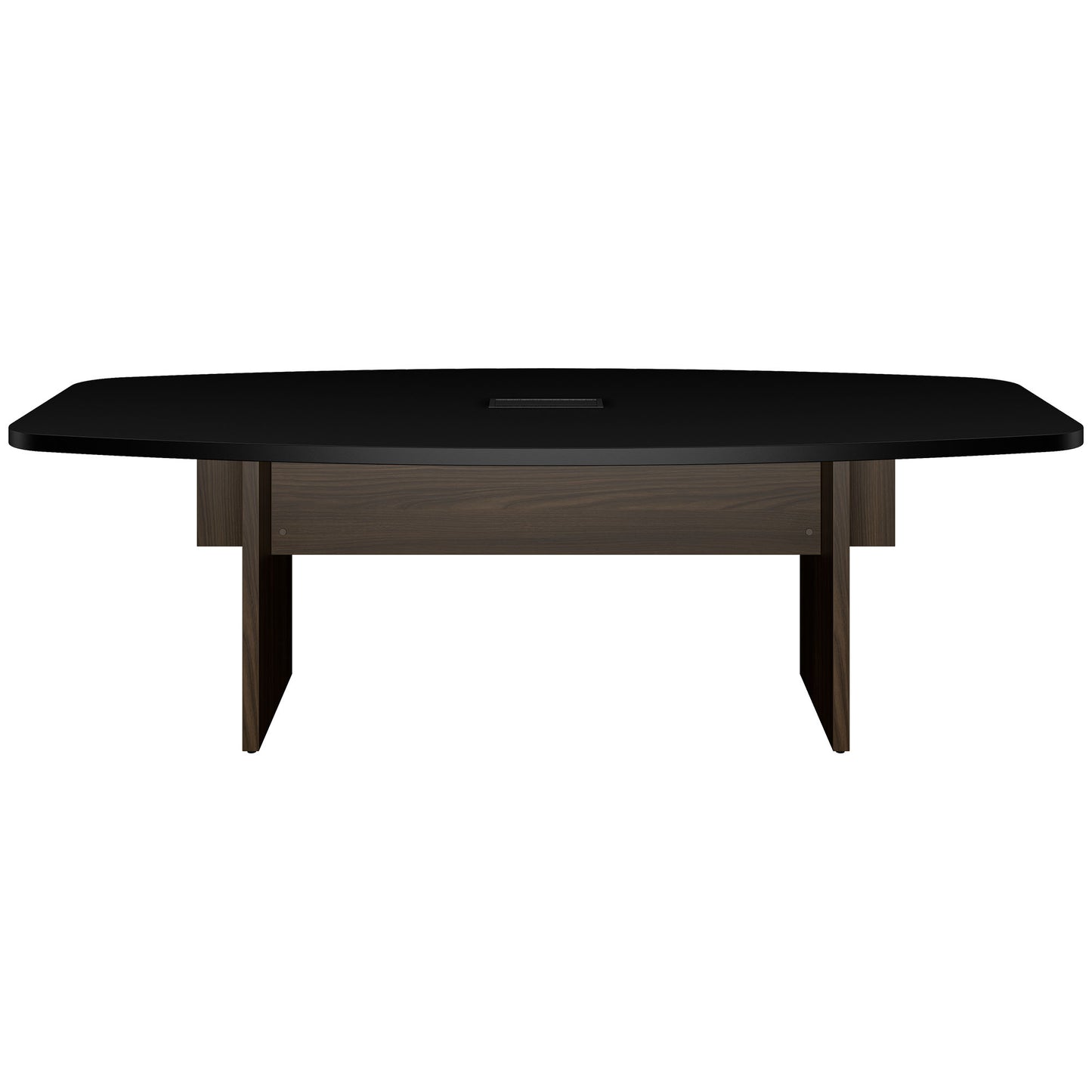 BRALCO SILE conference table | Boat shape, 2400 - 4200 mm (6 - 16 people), cable duct optional, black