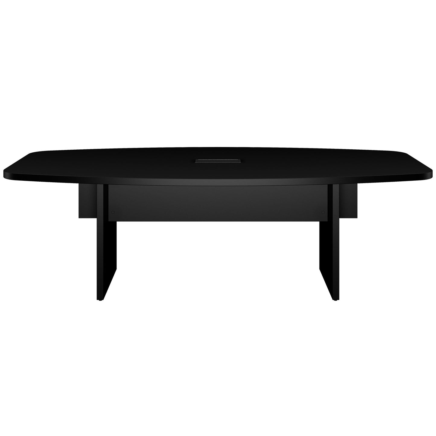 BRALCO SILE conference table | Boat shape, 2400 - 4200 mm (6 - 16 people), cable duct optional, black