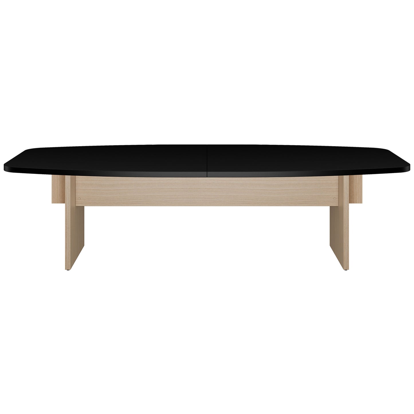 BRALCO SILE conference table | Boat shape, 2400 - 4200 mm (6 - 16 people), cable duct optional, black