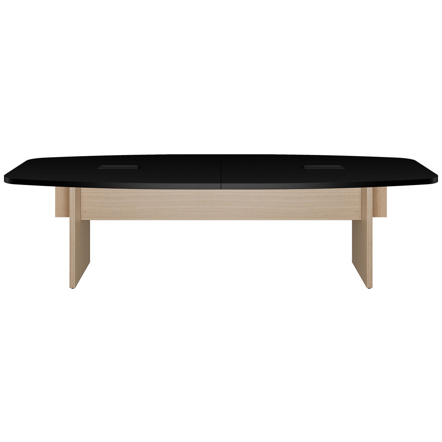 BRALCO SILE conference table | Boat shape, 2400 - 4200 mm (6 - 16 people), cable duct optional, black